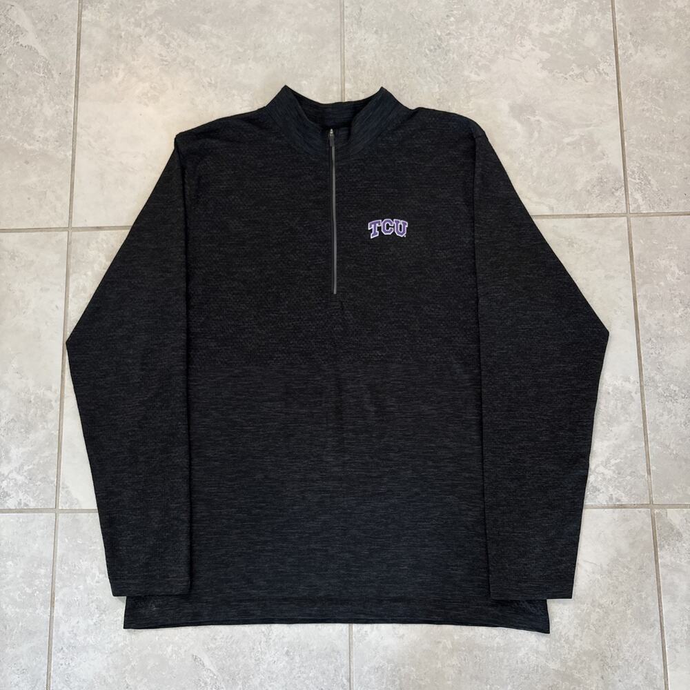 Lululemon Texas TCU Horned Frog Men Black Mesh Metal Vent Tech Half Zip Sz XXL